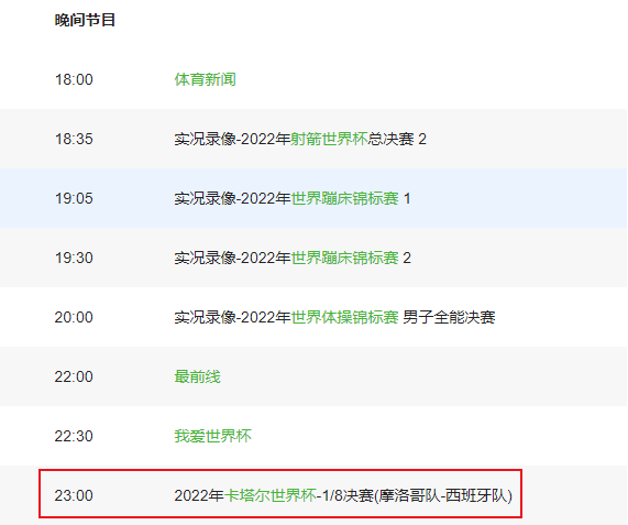 世界杯西班牙VS摩洛哥今天CCTV5几点比赛直播时间